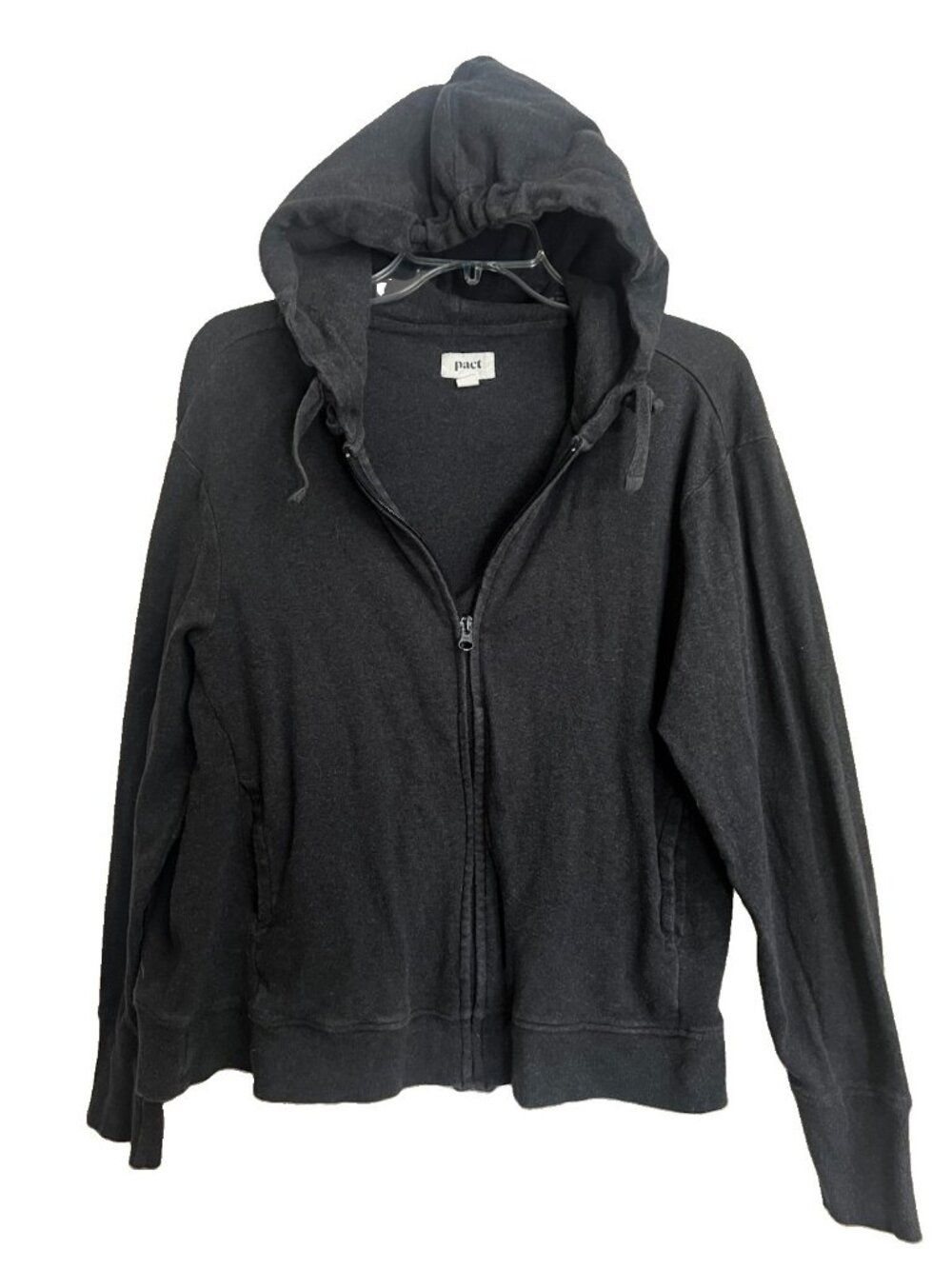 Pact Hoodie Mens Medium Grey Organic Cotton Blend Zip Up Lightweight Jacket. k